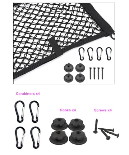 [2 Pack] JAVOedge Large Cargo Net for Car, SUV, Truck, RV, Boat – Elastic Storage Mesh Organizer with Built‑in Hooks, 8 Screws & 8 Carabiners – Heavy‑Duty Trunk Cargo Net & Vehicle Storage Bag - size: Large (21.9 Inches x 13.7 Inches)