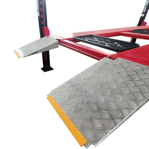 KATOOL 9500lbs Heavy Duty 4/Four Post Car Lift 3.0HP Lifting Capacity, 84" Max Lifting Height, Aluminum Ramp, with Caster(Moving Kit) Oil Tray Jack Tray, Storage Parking Car Lift Home Service, 110v
