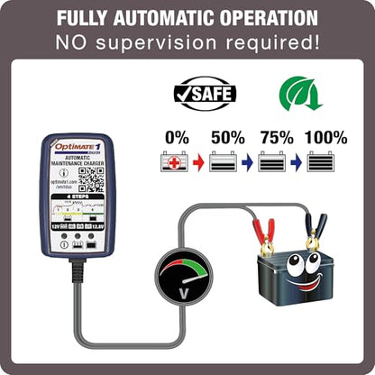 Tecmate TecMate Optimate 1 Duo, TM-409, 4-Step 12V / 12.8V 0.6A Battery Charger & maintainer - style: OptiMATE 1 DUO, 12V / 12.8V Plug-in Mainttainer