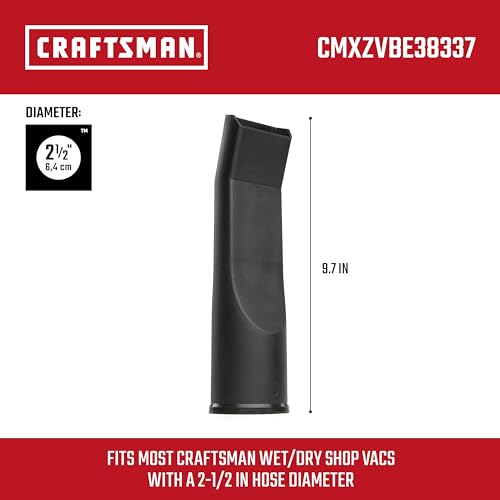 CRAFTSMAN CMXZVBE38337 2-1/2 in. LED Lighted Car Nozzle Vacuum Attachment | Industrial-Grade Shop Vacuum Accessory for Illuminating Dark Areas While Cleaning, Fits 2-1/2 in. Hose Diameter - style: LED Car Nozzle