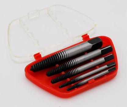 5-Piece Screw Extractor Set – Hardened Steel (SCM435) Drill Bits for Removing Stripped, Damaged, or Broken Screws and Bolts (1/8"-3/4") with Plastic Storage Case