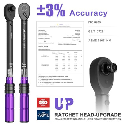 ANPUDS 1/2 Inch Drive Click Torque Wrench,10-170 Ft-Lb/13.6-230.5 Nm | Dual-direction Adjustable Torque Wrench with Dual Range Scales, 72 Tooth, ±3% High Precision for Moto, Car Maintenance - size: 1/2" 10-170 Ft-Lb/13.6-230.5 Nm