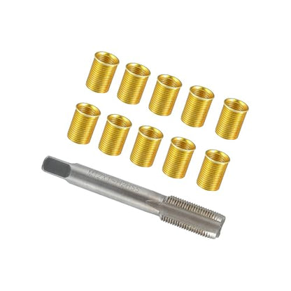 Motoforti Outer/Universal Spark Plug Thread Repair Tools with M10x1.0 Inner Thread Inserts and M12x1.0 Tap/Durable/Metal / 1 Set/Gold Tone Long-lasting