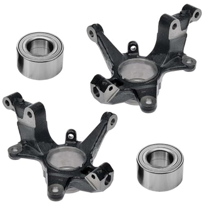 Detroit Axle - 4pc Front Knuckles Kit for 2007-2015 Mazda CX-7 CX-9, 2008 2009 2010 2011 2012 2013 2014, 2 Steering Knuckles 2 Wheel Bearings Replacement - size: 4UW471909/Kit