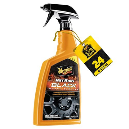 Meguiar's Hot Rims Black Wheel Cleaner, Deep Foaming Gel Specially Formulated to Effectively Clean Matte, Gloss, Satin, and Chrome Black Wheels, 24 Oz Spray Bottle - size: 24 Ounce (Pack of 1), style: Hot Rims Black Wheel Cleaner