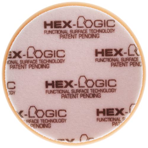 Chemical Guys, Hex-Logic Medium-Heavy Cutting Pad, Orange, 6.5 in for 6 in | Medium to heavy cutting foam pad cuts swirls and defects, fits 6 in backing plates for dual-action polishers - size: 6.5 Inch Pad (1 Pack), style: Medium Cutting