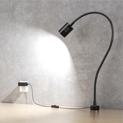 Led Magnetic Work Light 400mm Flexible Gooseneck lamp 500 Lumens 120 Volt for Sewing Machine Lathe Milling Drill Press Industrial Lighting