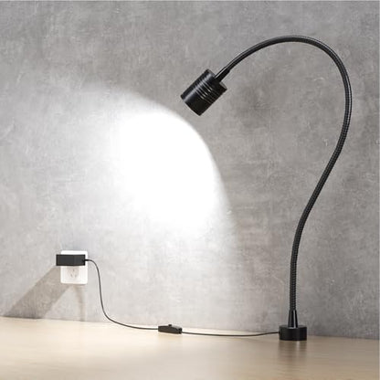 Led Magnetic Work Light 400mm Flexible Gooseneck lamp 500 Lumens 120 Volt for Sewing Machine Lathe Milling Drill Press Industrial Lighting