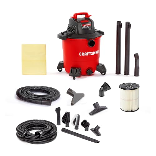 CRAFTSMAN CMXEVBE18690 9 Gallon 4.25 Peak HP Wet Dry Vac, Portable Shop Vacuum Wet and Dry with Filter, Dust Bag, Hose, Car Cleaning Kit and Attachments for Home, Garage and Automotive Cleaning