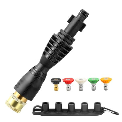 FIXFANS Pressure Washer Gun Adapter, Compatible with Ryobi, Portland, Husky | 1/4” Quick Connector, 6 Inch Power Washer Wand Replacement Kit 5 Spray Nozzles and 1 Tips Holder - size: 6 Inch