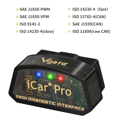 Vgate iCar Pro(BT3.0/ BLE4.0) OBD2 Scanner Bluetooth Code Reader Diagnostic Scan Tool for Android & iOS & Windows Compatible with ELM327 Adapter - size: iCar Pro 4.0-Android & iOS & Windows