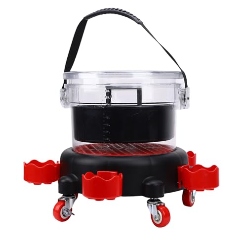 Car Wash Bucket, 15L Leakproof Rolling Bucket with Filter Lid and 5 Casters for Car Detailing and Washing