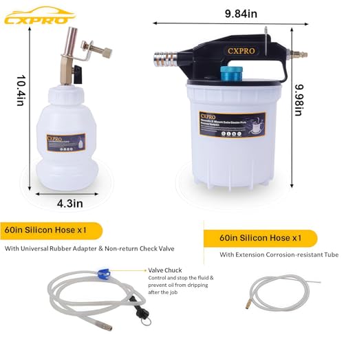 24PCS Brake Bleeder Kit, Vacuum Brake Bleeder Kit | 2L Brake Fluid Extractor and 1L Refilling Bottle, Pressure Clutch Bleeder Kit with 19 Adapters