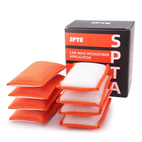 SPTA Car Interior Scrubbing Sponge, 8Pcs Scrub Ninja, Microfiber Car Wax Applicator, Car Wash Sponges for Car, Boat, Wood, Marble and Motorcycle, 6in x 3.3in x 0.8in - color: 8pcs Car Interior Scrubbing Sponge