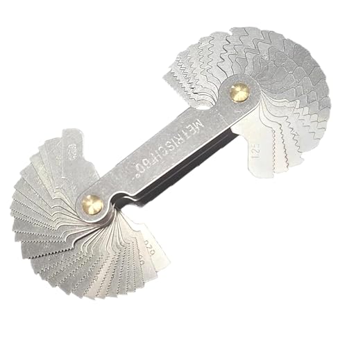 Thread Pitch Gauges Measure Tool Set,Stainless Steel Thread Gauges, Metric & Imperial Screw Gauge SAE Whitworth 55 Degree & Metrisch 60 Degree Thread Pitch Gauge for Industrial Measurement - color: 1P