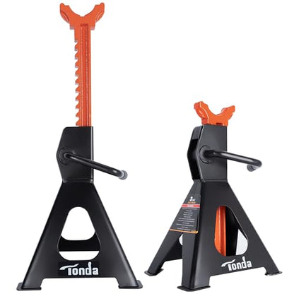 TONDA Jack Stands 3 Ton 1 Pair and Jack Stand Pads 4 Pack