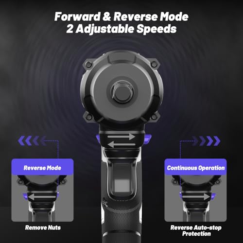 850Nm Cordless Impact Wrench 1/2 Inch Compatible with Makita 18V Battery, High Torque 628Ft/lbs, Variable Speed with 2x4.0 Ah Lithium Battery, Charger and Socket Set for Car Home Repair