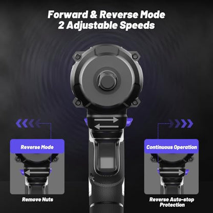 850Nm Cordless Impact Wrench 1/2 Inch Compatible with Makita 18V Battery, High Torque 628Ft/lbs, Variable Speed with 2x4.0 Ah Lithium Battery, Charger and Socket Set for Car Home Repair