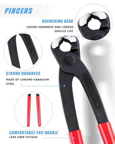 170 Pcs Single Ear Hose Clamps Kit, 11 Sizes 1/4"-1" (6mm-25.6mm), 304 Stainless Steel Crimp Hose Clamps with Pliers – Fuel Line Clamps for Automotive, Plumbing, Garden Hose - size: 11 Sizes (6.35-25.4 mm) with Pincer