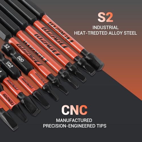 10Pcs Square Drive Bits Set, 4” Long Premium S2 Alloy Steel Square Bit Set #0, 1, 2, 3, and #4 Magnetic Square Drill Bit Set,1/4 Inch Hex Shank.