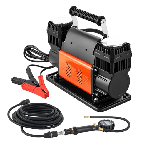 VEVOR Dual-Cylinder Heavy Duty Air Compressor, 10.6CFM Portable Tire Inflator, 12V 150PSI Offroad Air Pump with Digital Pressure Gauge & Adapters for Truck Car SUV 4 x 4 Vehicle RV - style: 10.6 CFM Dual-Cylinder