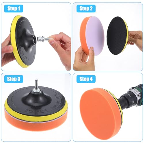 16 Pieces Buffing Pads 6 Inch Car Polishing Pad Kit Foam Polish Pads Wax Buffer Polisher Attachment for Drill