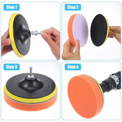 16 Pieces Buffing Pads 6 Inch Car Polishing Pad Kit Foam Polish Pads Wax Buffer Polisher Attachment for Drill