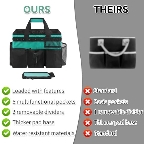 Boczif Cleaning Caddy Bag Wearable, Cleaning Caddy Supplies Organizer with Handle, Shoulder Straps & Detachable Divide, Cleaning Tool Organizers Tote Bag for Cleaners & Housekeepers (Green) - color: Green