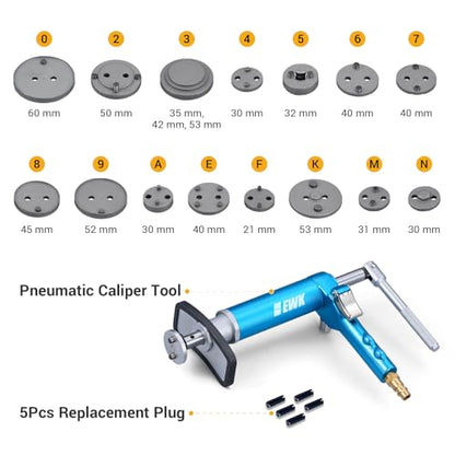 EWK 16 Pcs Pneumatic Brake Caliper Compression Tool Brake Piston Wind Back Air Retractor