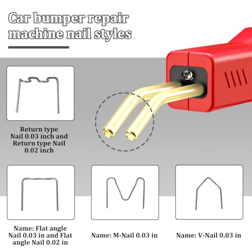 Car Plastic Welder, Vehicle Plastic Welder Gun Kit for Bumper Repair with 200 Hot Staples ＆ Carry Case, Portable Automotive Repair DIY Tools Accessories, Universal for SUV RV Truck