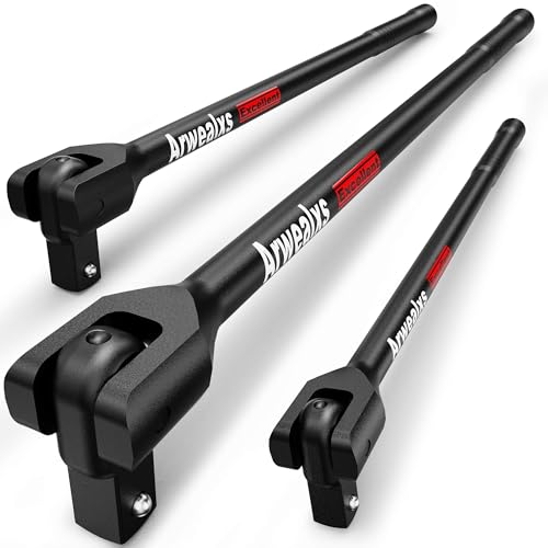 1/4" 3/8" 1/2" Drive Breaker Bar, 3PCS Breaker Bar Set, 7" 12" 16" Length, 180° Rotatable Head, Extension Breaker Bar Set, Auto Repair, Mechanical Repair