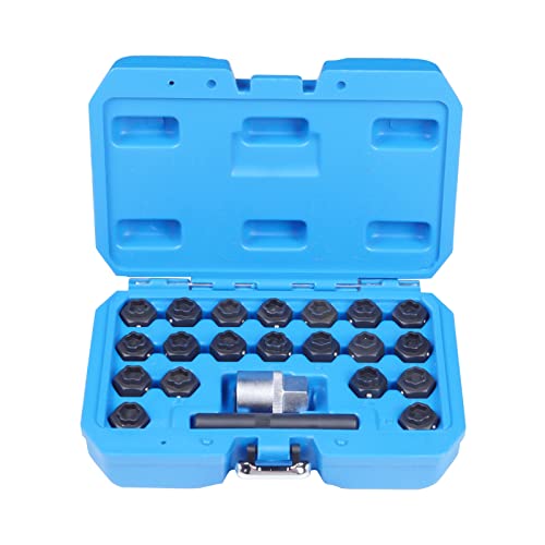 22PCS Wheel Lock Key Removal Kit Fit for BMW Wheel Locking Key, 1/2" Drive Impact Easy Out Bolt Extractor Socket Set, Automotive Anti-Theft Lug Nut Bolt Stud Key Remover Socket