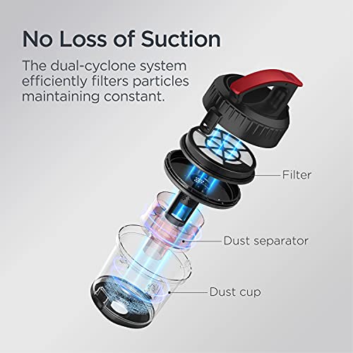 Eureka Bagless Canister Vacuum Cleaner, Lightweight Vacuum for Home, Red | NEN110D WhirlWind, Lightweight, Power Suction, ≤82 dBA. HEPA, 2.5L Dust Container, 2-in-1 Vac for Hard Floors, Carpets - color: Red