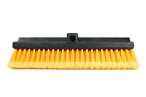 CARCAREZ 15" Flow-Thru Bi-Level Car Wash Brush Head Fits for RV Cleaning with Feather-Tip Bristles Orange