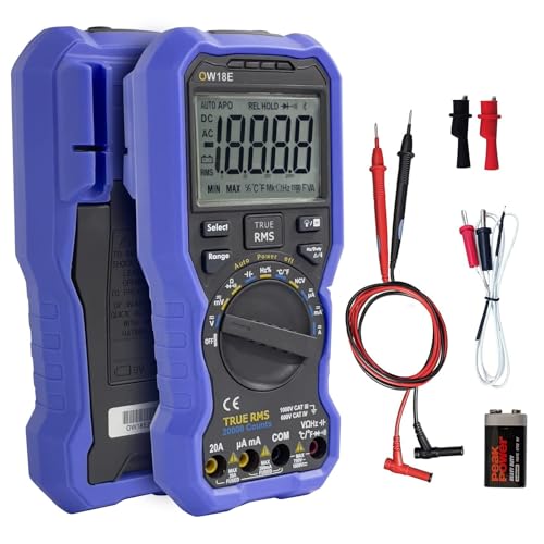 OWON OW18E Bluetooth Digital Multimeter, 20000 Counts True RMS Voltmeter, Auto-Ranging Current Amp Resistance Diodes Continuity, Data Logger, Thermometer, Offline Recording - style: O-18E