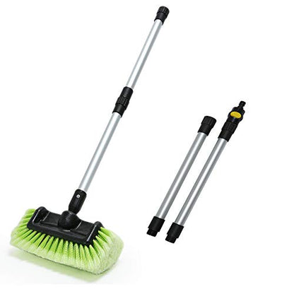 Forgrace 60" Car Wash Brush with Long Handle | Flow Through Auto Cleaning,| Extendable Handle,|Soft Bristle Brush for Car, RV, Boat, Solar Panel, Deck Washing, House Side - color: Green With Handle