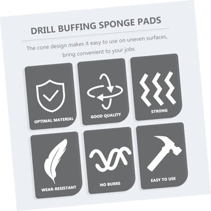 GANAZONO 3pcs Auto Wheel Polishing Buffing Sponge Pads Drill Buffing Cones Car Hub Detailing Kit for Automotive Wheel Care
