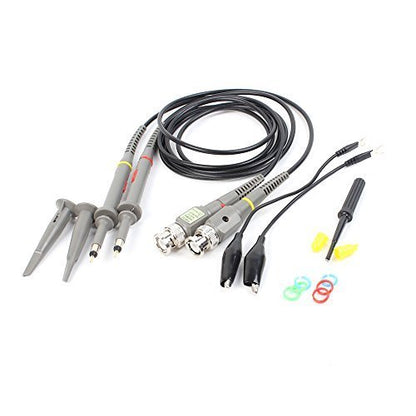 Sumnacon 2Pcs 100 MHz 300V DC High Sensitivity Oscilloscope Clip Probe 10:1 and 1:1 Switchable with Mini Alligator Clip and Ground Lead