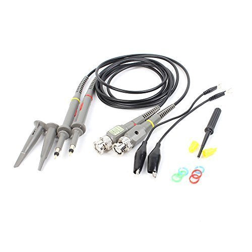 Sumnacon 2Pcs 100 MHz 300V DC High Sensitivity Oscilloscope Clip Probe 10:1 and 1:1 Switchable with Mini Alligator Clip and Ground Lead