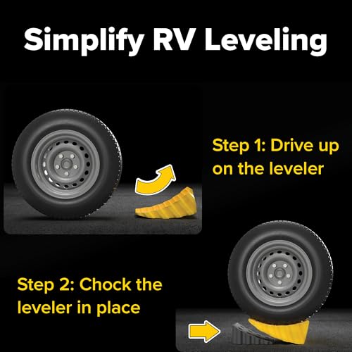 Camco Curved Camper/RV Leveler & Wheel Chock - Features Heavy Duty Honeycomb Design & Includes Non-Slip Rubber Grippers on Wheel Chock - Compatible w/Trailers Up to 30,000 lbs - 2-Pk (21021) - size: Pack of 2