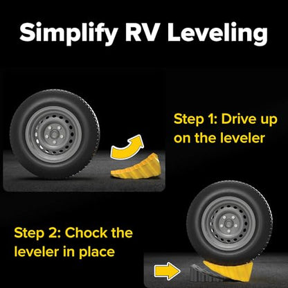Camco Curved Camper/RV Leveler & Wheel Chock - Features Heavy Duty Honeycomb Design & Includes Non-Slip Rubber Grippers on Wheel Chock - Compatible w/Trailers Up to 30,000 lbs - 2-Pk (21021) - size: Pack of 2
