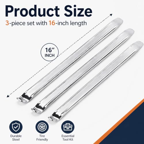Fasmov 16" Tire Iron Spoons, 3 Pcs Spoon Lever Bar Kit, Heavy Duty Changing Tool, Repair Removal Kit for Motorcycle Bike Bicycle Scooter Mower ATV
