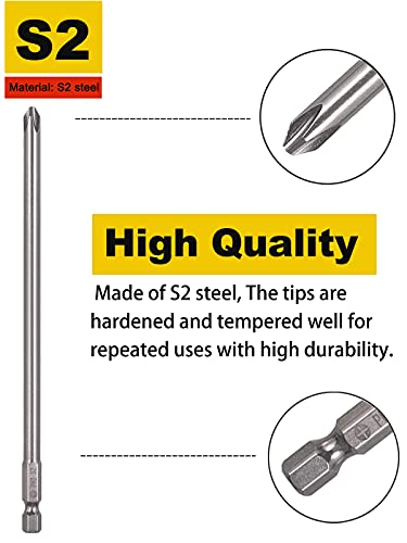Rocaris 30 Pack 1/4 Inch Hex Shank Long Magnetic Screwdriver Bits Set | 6 Inch Power Tools(Slotted+Cross+Square +Torx)