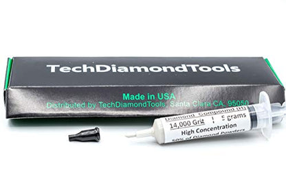 TechDiamondTools Diamond Polishing Compound Polishing Paste USA Made 14,000 Grit 0-1 Microns for Marble Glass Metal Rock Jewelry Resin Silver Chrome Gemstone with High Concentration of Diamond Powder - size: 14,000 grit / 0-1 microns