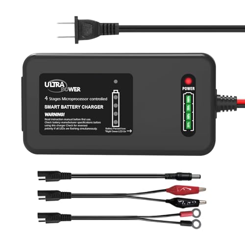ULTRAPOWER 14.6V 4A LiFePO4 Battery Charger,Smart Lithium Battery Charger with 4LEDs Indicator for Cars,Motocycles,Golf Trolley,UAV,Fishing Boat and Lithium Deep Cycle Batteries(ETL Listed)