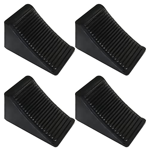 CertBuy 4 Pack Wheel Chock for Trailers, RV Wheel Chocks Heavy Duty, Black Rubber Wheel Chocks, Trailer Wheel Chocks for Car, Travel Trailers, RV, Truck, and ATV, 6.3"×4"×4"