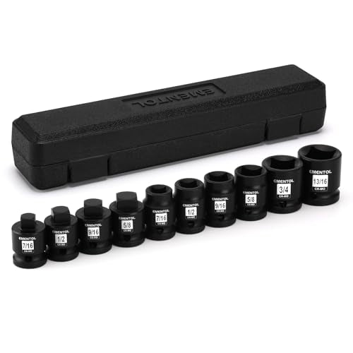 EMENTOL 10PCS 1/2" Dr. Pipe Plug Socket Set, SAE, CR-MO, Tapered Male Square Drive - 7/16 Inch to 9/16 Inch, Chamfered Female Square Drive - 7/16 Inch to 13/16 Inch - size: 10PCS 1/2"Dr.
