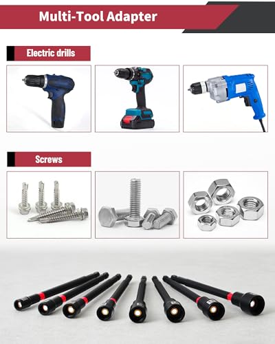 16-Piece Magnetic Nut Driver Set for Impact Drill, Long 6-Inch SAE & Metric 1/4" Hex Shank with S2 Steel Phillips Bits