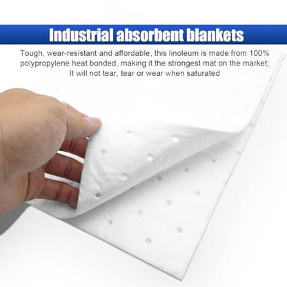 30PCS Oil Absorbent Pads, 19.5"x11.9" Heavyweight Oil-Only Absorbing Mats, White High Absorbency Spill Protection Pad, Flame Resistant&Floatable for Automotive, Marine, Garage, Industrial Use