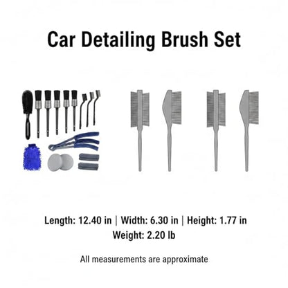 15-Piece Car Detailing Brush Set for Interior Vents, Dashboard Crevices & Console Gaps - Durable PP Plastic Cleaning Tool Kit - size: 12.4 x 6.3 x 1.77 in